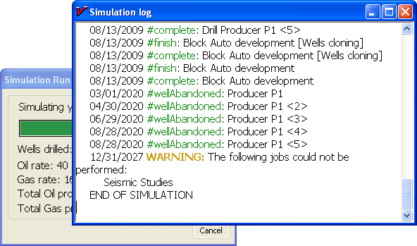 Simulation log